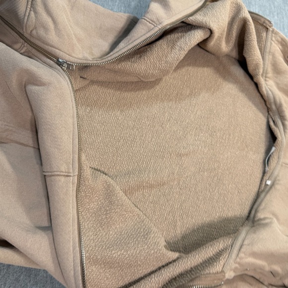 Joah Brown Hoodie‎ Women One Size Beige Zip Up Relaxed Fit Minimalist Casual - Picture 8 of 11